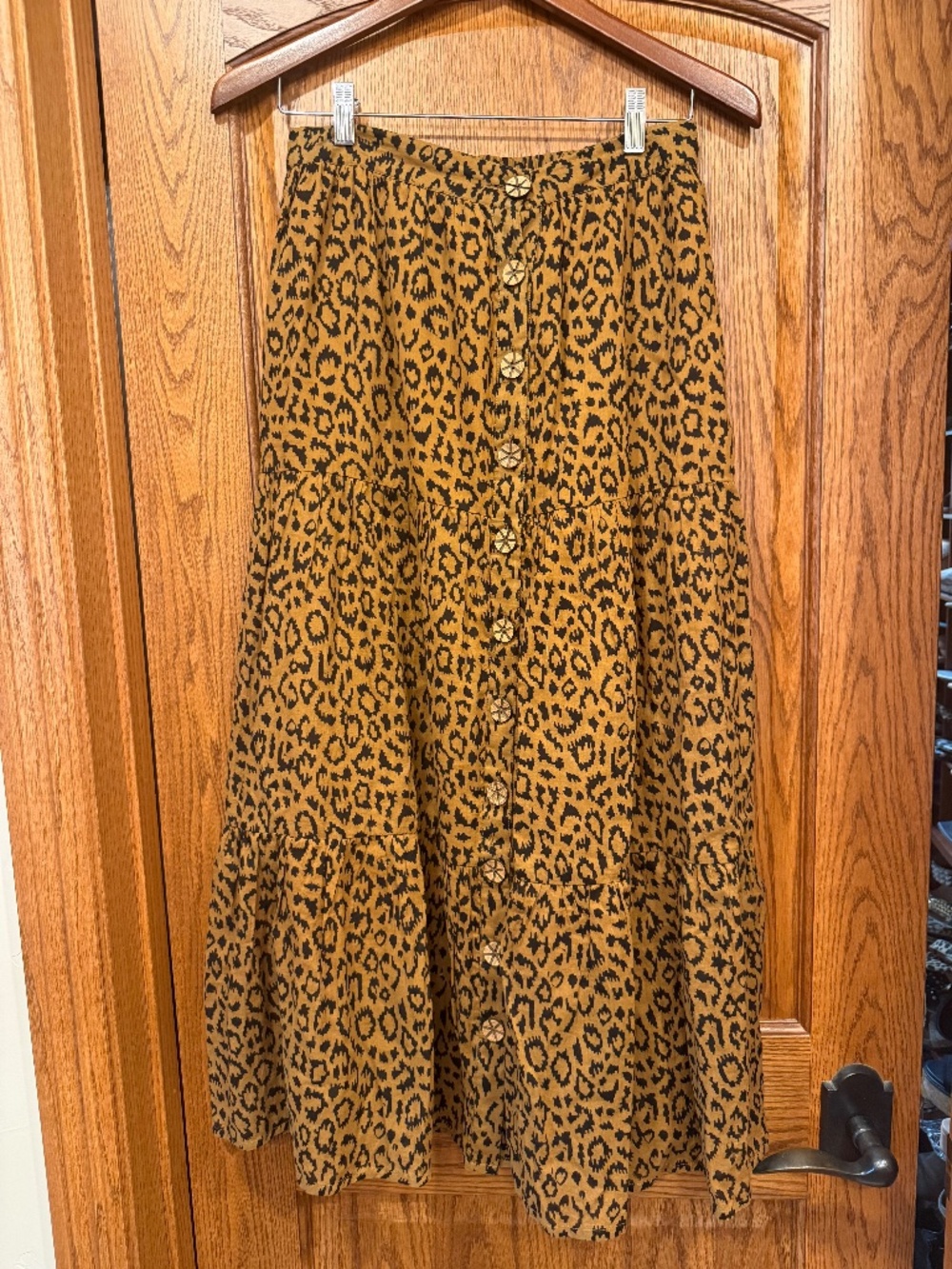 Emerson Fry India Collection Lake Leopard Print Midi Skirt Organic Cotton Medium